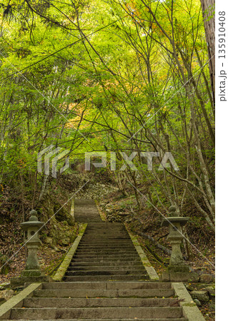 日本 広島県三原市高坂町にある佛通寺の多宝塔に向かう石段 日本 広島県三原市高坂町にある佛通寺の多宝塔に向かう石段 135910408