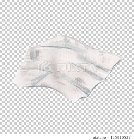 Folded linen cloth watercolor illustration isolated on white ideal for Christian design, church layouts, sermon slides, devotional materials and calm spiritual backgrounds. Simplicity, fasting season Folded linen cloth watercolor illustration isolated on white ideal for Christian design, church layouts, sermon slides, devotional materials and calm spiritual backgrounds. Simplicity, fasting season 135910522