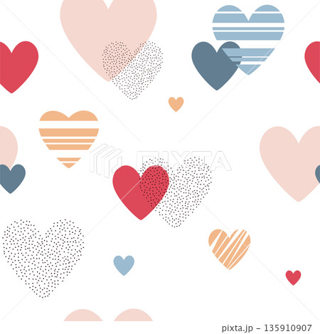 seamless pattern with various hearts seamless pattern with various hearts 135910907