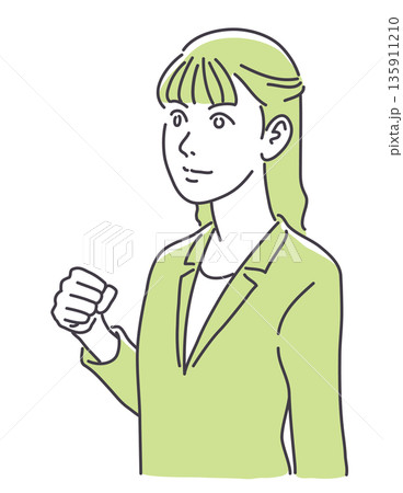 拳を握るスーツ姿の女性 135911210