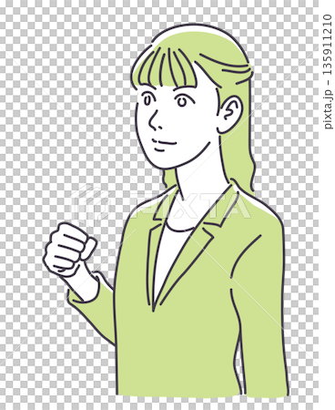 一個穿著西裝的女人握著拳頭 135911210