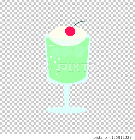 シンプルで可愛いメロンソーダフロートのイラスト 135911328