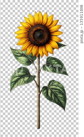 Vintage botanical illustration: Sunflower 135911806