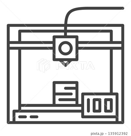3D Printer vector Additive Manufacturing icon or sign in thin line style 135912392
