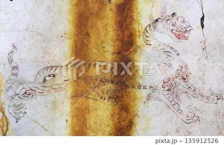 奈良県 キトラ古墳壁画 白虎 奈良県 キトラ古墳壁画 白虎 135912526