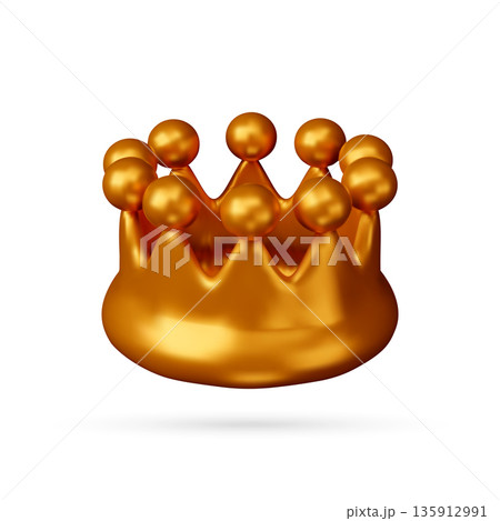 Gold 3d crown icon symbol 135912991