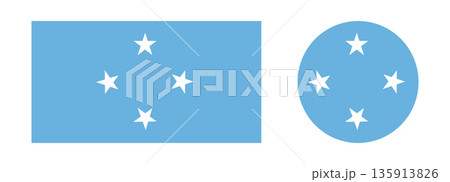 Federated States of Micronesia flag in rectangle, circle shapes. Micronesia flag round, rectangular icons set. Country flag rounded symbol. Nation circular flag button, badge. 135913826