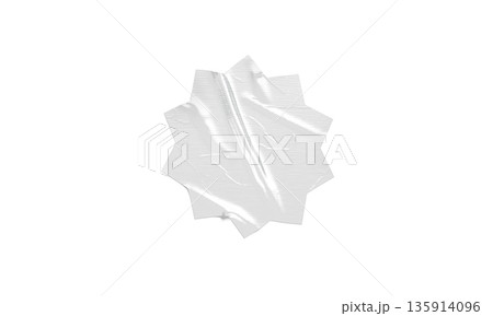Blank white sharp round adhesive crumpled tape png, transparent background, 3d rendering. Empty scotch grunge supply for repair mock up, cut out. Clear sticky attached insulating tag template. 135914096