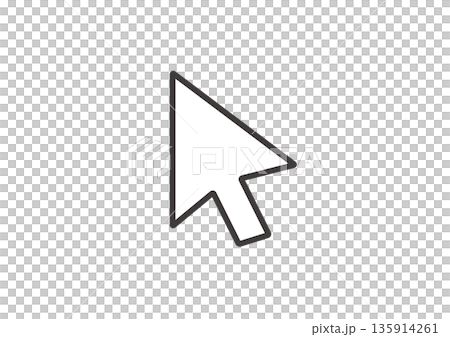 黒い枠線のある白いマウスポインタのシンプルなイラスト 135914261