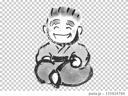 Japanese-style illustration of a Japanese folktale-style grandfather written in brush strokes Japanese-style illustration of a Japanese folktale-style grandfather written in brush strokes 135914784