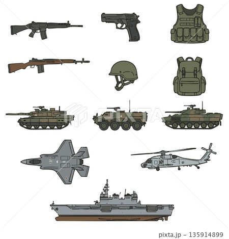 戦車や戦闘機・護衛艦など防衛ミリタリー素材 135914899