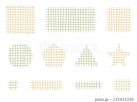 いろいろな形の手描きの格子模様2 いろいろな形の手描きの格子模様2 135915330
