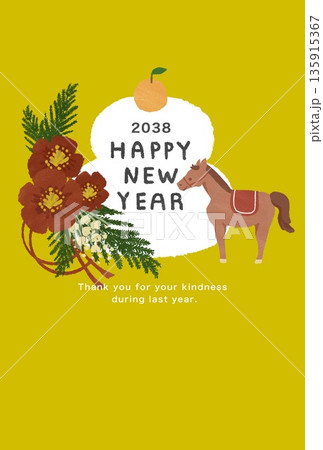 2038年 午年 年賀状テンプレート 2038年 午年 年賀状テンプレート 135915367