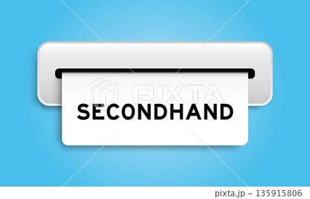 White coupon banner with word secondhand from machine on blue color background White coupon banner with word secondhand from machine on blue color background 135915806