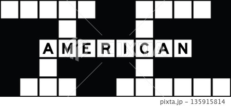 Alphabet letter in word american on crossword puzzle background 135915814