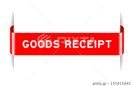 Red color inserted label banner with word goods receipt on white background 135915845