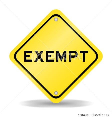 Yellow color transportation sign with word exempt on white background Yellow color transportation sign with word exempt on white background 135915875