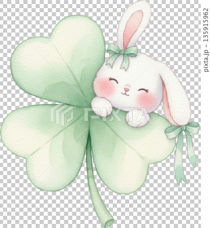 A cute cartoon bunny peeking from behind a...のイラスト素材 [135915962] - PIXTA