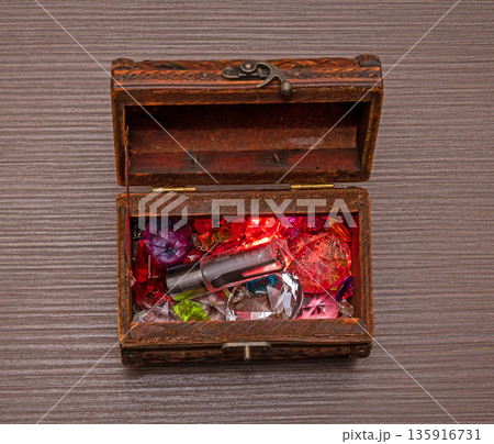 Hidden treasure inside old crate 135916731