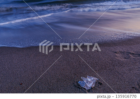 波打ち際で輝く氷の宝石 ジュエリーアイス 135916770