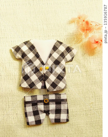 ぬい服　白黒チェックセットアップ　5 135916787