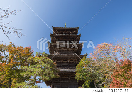 日本 岡山県総社市にある備中国分寺の五重塔 日本 岡山県総社市にある備中国分寺の五重塔 135917171