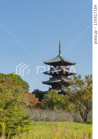 日本 岡山県総社市にある備中国分寺の五重塔 日本 岡山県総社市にある備中国分寺の五重塔 135917184