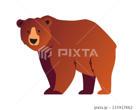 Grizzly Bear - Colorful Flat Design Illustration 135917662