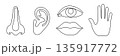 Five Human Senses Icons Nose Ear Eye Mouth Hand One Line Art Sensory Organs Set Vector Illustration 135917772