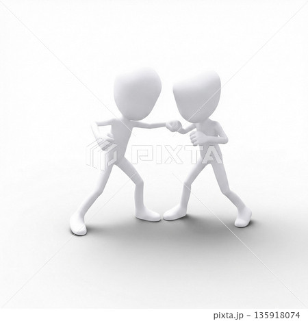 喧嘩する二人の男性　クレイモデル　 135918074