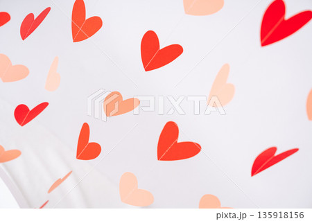 Seamless heart pattern on light background. Romantic love backdrop for Valentines Day, wedding designs, greeting cards and social media visuals 135918156