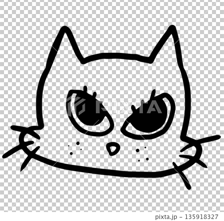 Hand drawn grumpy cat head shape outline for colouring book, decoration, kitten cartoon, characters, comic, mascot, stickers, tattoo, pet shop, vet, animal, home decor, house, yard, playtime, brooch Hand drawn grumpy cat head shape outline for colouring book, decoration, kitten cartoon, characters, comic, mascot, stickers, tattoo, pet shop, vet, animal, home decor, house, yard, playtime, brooch 135918327
