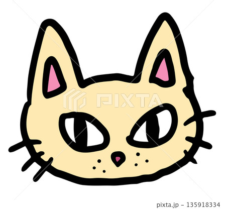 Hand drawn illustrations of grumpy cat head shape for decoration, kitten cartoon, characters, comic, mascot, stickers, tattoo, pet shop, vet, animal, home decor, house, yard, playtime, brooch, icon Hand drawn illustrations of grumpy cat head shape for decoration, kitten cartoon, characters, comic, mascot, stickers, tattoo, pet shop, vet, animal, home decor, house, yard, playtime, brooch, icon 135918334