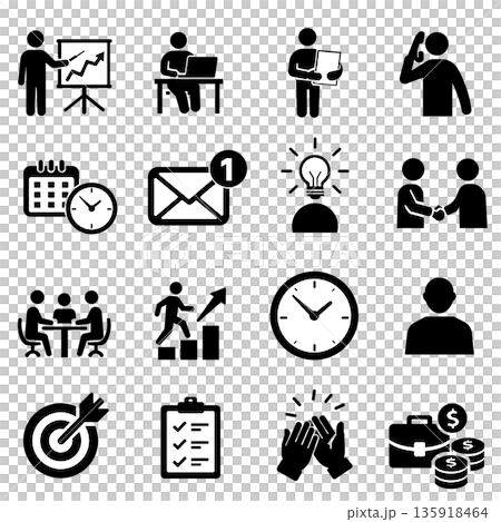 A collection of work-related icons that can be used in business situations A collection of work-related icons that can be used in business situations 135918464