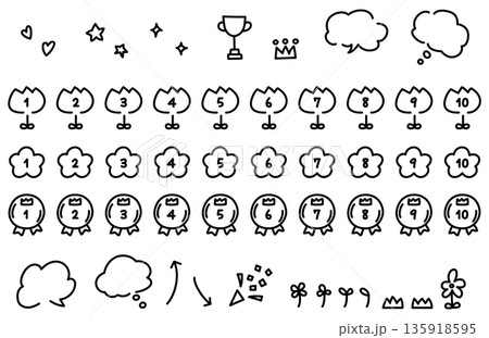 お花やメダルのかわいいランキング素材 135918595