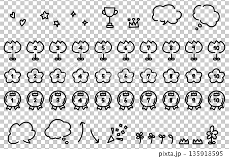 お花やメダルのかわいいランキング素材 135918595