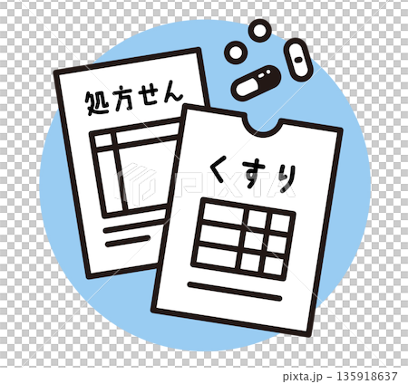處方和藥品圖示。 135918637