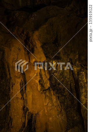 日本　岡山県新見市井倉にある井倉洞の鍾乳石 135919122
