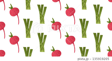 Spring Leek Radish Seamless Pattern 135919205