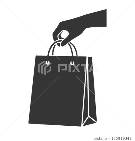紙袋を持つ手のシルエットアイコン 紙袋を持つ手のシルエットアイコン 135919348