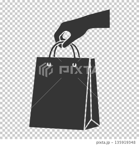 紙袋を持つ手のシルエットアイコン 紙袋を持つ手のシルエットアイコン 135919348
