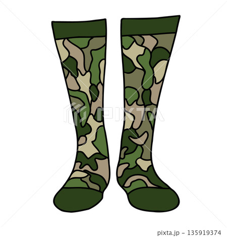 Military Style Socks Pair with Camouflage Pattern and Tactical Inspired Design Details Military Style Socks Pair with Camouflage Pattern and Tactical Inspired Design Details 135919374