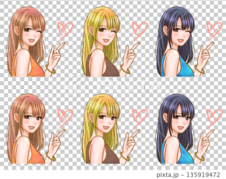紹介する美人お姉さんのイラスト素材セット 135919472