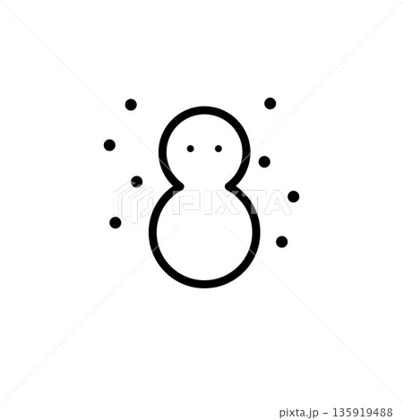 シンプルなカラー天気アイコン 雪 雪だるま 降雪 135919488