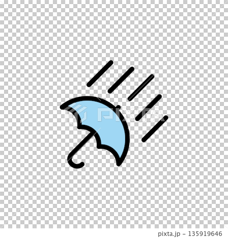 シンプルなカラー天気アイコン 雨 豪雨 傘 シンプルなカラー天気アイコン 雨 豪雨 傘 135919646