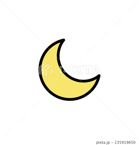 シンプルなカラー天気アイコン 夜 月 シンプルなカラー天気アイコン 夜 月 135919650