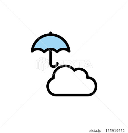 シンプルなカラー天気アイコン 雨 傘 曇り 135919652