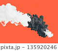 Swirling movement of smoke on red background. Abstract smoke background. AI Generated. 135920246