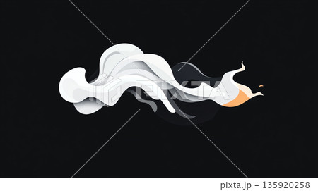 Graphic smoke on dark background. White graphic smoke. AI Generated. 135920258