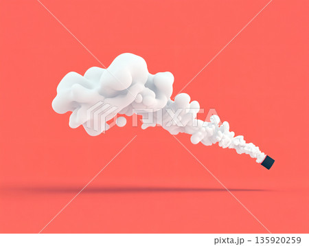 Swirling movement of smoke on red background. Abstract smoke background. AI Generated. 135920259